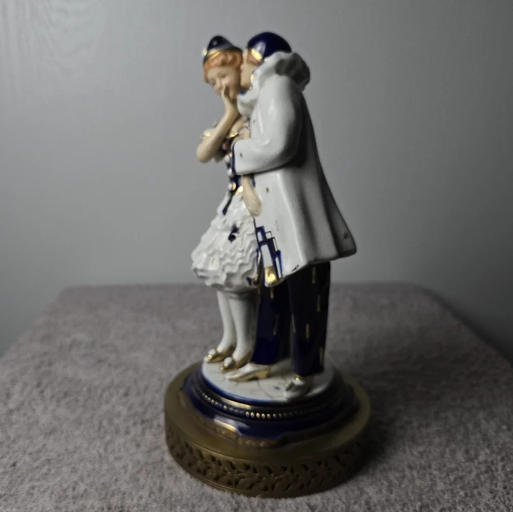 Antique 1920s Art Deco Pierrot &Pierrette Porcelain Figure- Japan